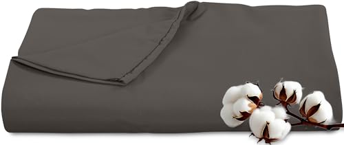 Image of Royale Linens 300 Thread Count 100% Long Staple Combed Cotton Flat Sheet - Super Soft - Top Sheets - Twin Flat Sheet Sold Separately - Breathable, Cool & Crisp Percale Sheets Only (Twin, Grey)