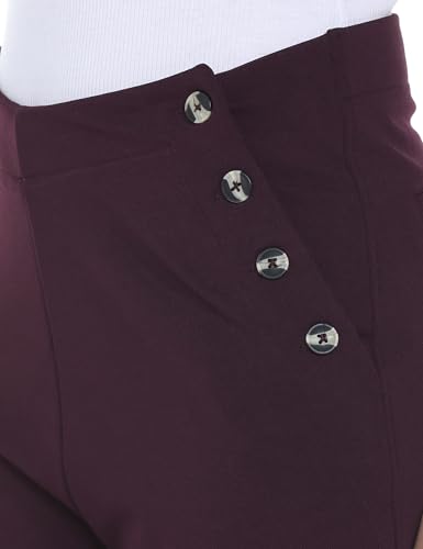 Image of FYLTR Women's Classic Wide Leg Trousers with Side Button-up Design | Mid-Rise | Trouser Pants for Women