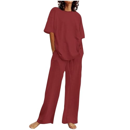 Tenue 2 pièces femme lin et coton tenue été légère à manches courtes