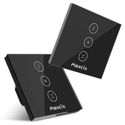 Maxcio Interrupteur Volet Roulant Connecté Noir, Interrupteur Volet sans Fil Compatible avec Alexa/Google Home, Intelligent Tactile peut Éteindre le LED, Timer et Partager-4 Packs