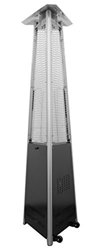 Hiland HLDS01-CGTPC Pyramid Patio Heater Propane w/Wheels, 87 Inches, Matte Black