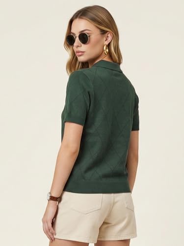 Image of JUNEBERRY Women's Flatknit Solid Half Sleeve Polo T-Shirt with Collared Neck, Casual Style for Office, Travel, (Sizes S to 2XL)