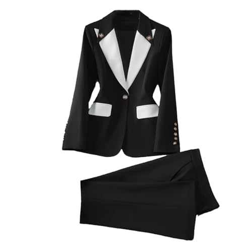 Women Pant Suit 2 Piece Set Fashion Office Business Work Wear Formal Blazer Jacket and Trouser