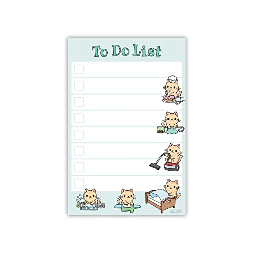 Cute Kawaii Cat Sticky to Do List | Cat Humor Notebook Notepad Note Card for Cat Lover Gift| 50 Pages 4x6