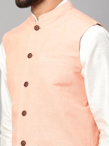 Image of LATEST CHIKAN Men's Traditional Cotton Solid Nehru Jacket /Waistcoat