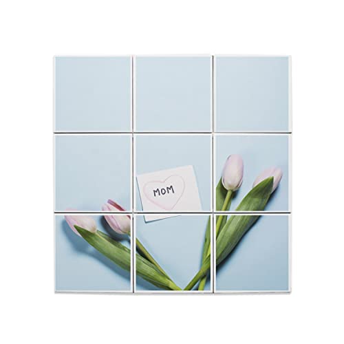 Carreaux céramique 20x20 cm lot de 9 fresque tulipes maman 60x60