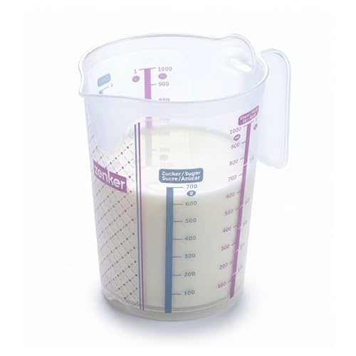 Zenker Sweet Sensation Messbecher 1000ml Präzises Dosieren mit Vierfach-Skalierung Hitzebeständigkeit: +100 C Spülmaschinengeeignet Designed in Germany Bunt