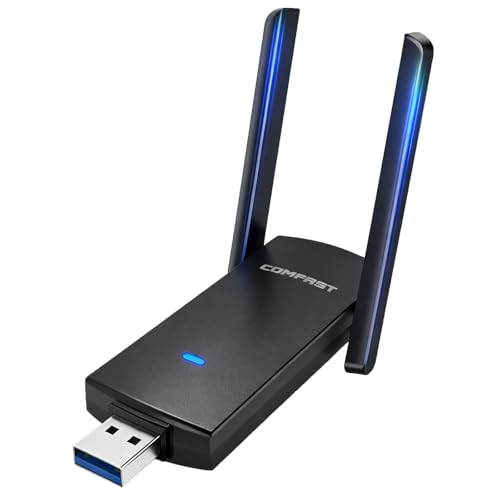 COMFAST USB WLAN Adapter 1300Mbps High-Speed WLAN Stick/WiFi Dongle/Wireless USB 3.0 Adapter, Dual Band, High-Gain Dual Antennen, WPA2 Sicherheits-Upgrade f&uuml;r Windows 7/8/10 & Mac 10.9-10.15