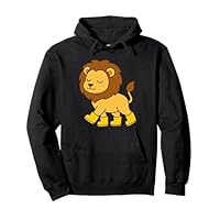 Cute Lion in Rain Boots Safari Animal Lover Pullover Hoodie