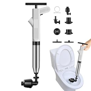 Toiletplunjer Hogedruk, luchtafvoerplunjer | Krachtige plunjers voor toilet afvoeren met realtime barometer – Universeel pijpleidinggereedschap voor keukenbadkamer, afvoerreiniger Gruwkue