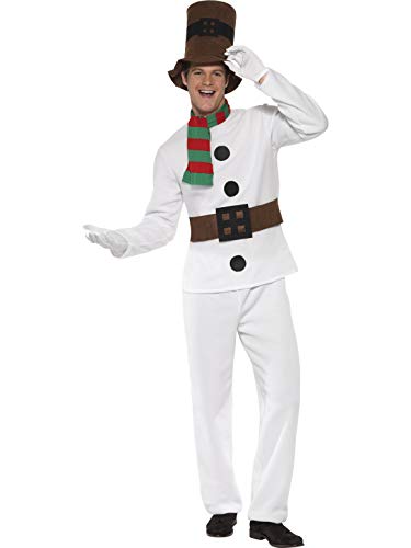 Smiffys Mr Snowman Costume, White with Top, Attached Belt, T