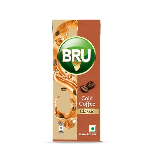 Image of BRU Classic Cold Coffee Tetra Pack, 180ML, Ready to drink, Beating the Summer Heat, with Tasty Coffee and Milk. Thick and Creamy,