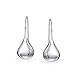 Simple Plain Puffed Teardrop Pear Shaped Rain Drop Earrings For Women Fishhook Threader Polish Sterling Silver 1.4 Inch