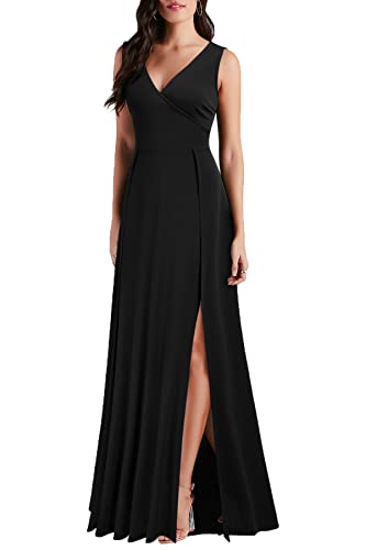 MUSHARE Women's V Neck Sleeveless Split Formal Dress Cocktail Party Prom Long Dresses3
