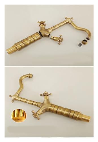 Mitigeur cuisine laiton antique avec bec pivotant double commande - 3