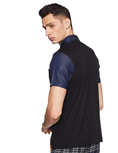 Image of CAHOOT Solid Men Polo Neck Grey, Black T Shirt