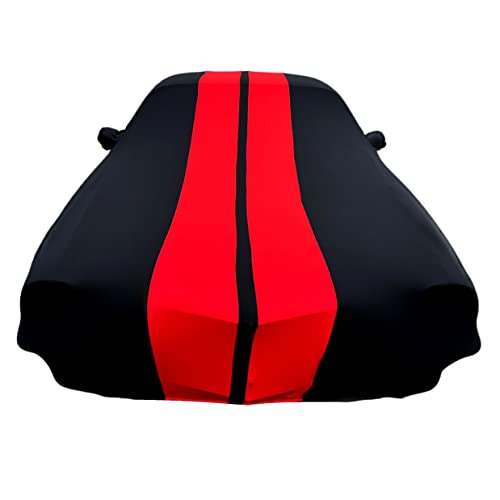 Image of SR1 USA 1967-1969 Firebird Car Cover - Custom Fit Indoor Protection Ultraguard Stretch Satin - The Ultimate High End Fit for Classic Pontiac Fire Bird (Black with Red Stripes)