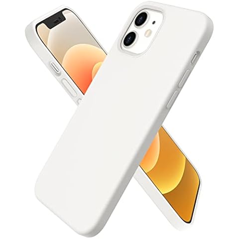 ORNARTO Compatible with iPhone 12 Case 6.1 and iPhone 12 Pro Case, Slim Liquid Silicone 3 Layers Full Covered Soft Gel Rubber Case Cover 6.1 inch-White Cover