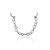 COLORFUL BLING Cadena de nariz chapada en plata de ley 925 de 3 mm de acero inoxidable con circonitas de cristal y cristales de corazón, 1 pieza de tabique pircing (3 – 6,2 cm)