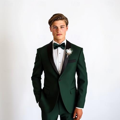 Mens 2 Pieces Tuxedo One Button Slim Fit Shawl Lapel Prom Tuxedo Pants Set with Bow Tie for Wedding Groomsmen4