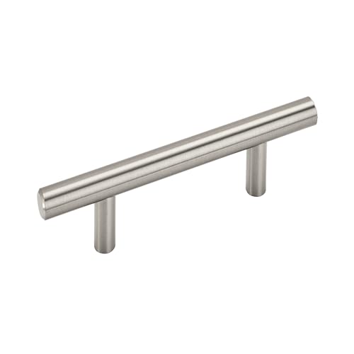 Image of Amerock 10 Pack 3 inch Bar Pulls Satin Nickel Drawer Pull | 3 inch (76mm) Center-to-Center Mounting Distance and 5-3 /8 inches Overall Length, Durable Carbon Steel Cabinet Hardware