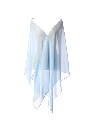 CoCogirls Étole, châle en mousseline, accessoire d’habillement, différentes couleurs, s’assortit à toute robe de mariée ou robe du soir, pour mariage, soirée, gala, réception (Light Blue 1) Cover