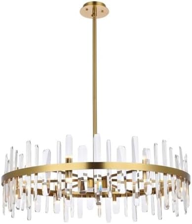 Elegant Decor Indoor Modern Serena 36 inch Crystal Round Chandelier - Satin Gold