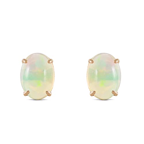 14k Yellow Gold OPAL Stud Earrings Natural Opals 0.90 ctw Fine Jewelry Made in USA