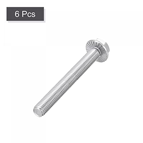 Image of uxcell M10x80mm Hex Serrated Flange Bolts Screws Metric Thread 304 Stainless Steel 6pcs