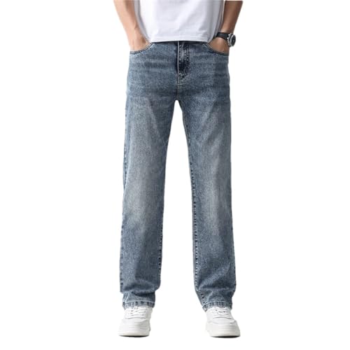 Men Wide Leg Jeans Baggy Pants Summer Straight Cut Loose Retro Blue Denim Pants
