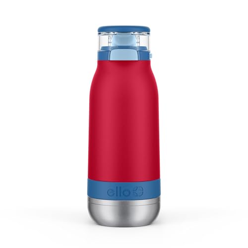 Image of Ello Emma 14oz Insulated Stainless Kids Water Bottle with Straw, Red Splash