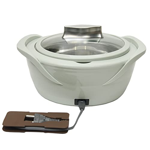 Jaypee Plus Power Serve Inner Stainless Steel Electric Casserole with Glass Lid, 1500 ml, Removable Steel Bowl for Easy Cleaning |Food Grade Serving Set |Ideal for Serving Warm Dish, Pastle Blue