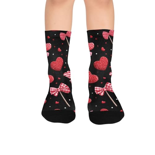 susiyo Retro Heart Lollipop Hiking Socks Boy Girls - Cushioned Crew Socks for Kids Soft, Breathable & Seamless Toe for All-Day Comfort