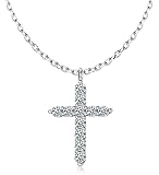 GEMQUEEN Moissanite Cross Necklace for Women Exquisite Brilliant Round Cut D Color VVS1 Clarity Lab
