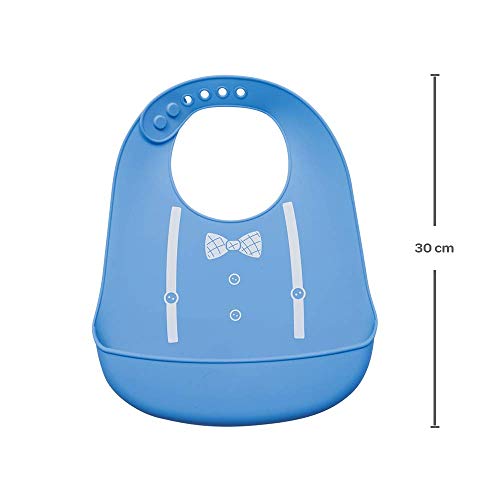 Babador de Silicone com Pega Migalhas - Menino, Buba, Azul