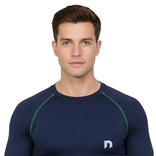 Image of NEVER LOSE Men's Compression Ultima T-Shirt Top Skin Tights Fit Lycra Inner Wear Full Sleeve for Gym Cricket Football Badminton Sports Combo (Pack of 2)