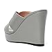 MODENCOCO Women's 4 Inch Wedge Platform Casual Open Toe Slip On Fashion Matte High Heel Heeled Dressy Sandals Grey Size 13 - Calzado para Mujer Tacon