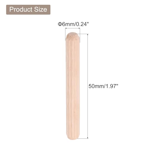 image for uxcell 100 Pcs Wooden Dowel Pins, 6 x 50mm (0.24 x 1.97 Inch) Wood Dow
