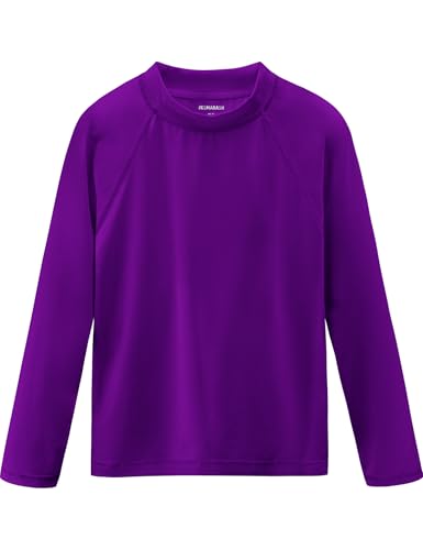 Girls UPF 50+ Long Sleeve Swim Shirt Size 6 | Rash Guard for Surfing, Snorkeling & Beach Sports Purple