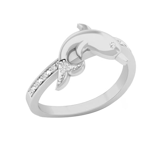 DazzlingRock Collection 1/20 Total Peso en Quilates Diamante Anillo de delfín DazzlingRock Collection 1/20 Total Peso en Quilates Diamante Anillo de delfín
