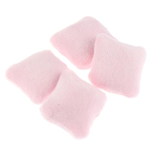 VICASKY 4 accesorios para casas de muñecas, modelos de dormitorio, muebles de juegos, decoración de oficina, decoración de cama, cojín de sofá, cojín en miniatura, forro de cama pequeño, color rosa