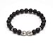 ZENGER Jewelry Mens Sliver Skull Beaded Stretch Bracelet - 8mm Black Lava Stone Semi-Precious