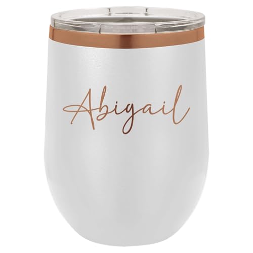 Personalized Wine Tumbler with Lid – 12 oz Stainless Steel Insulated Cup – Custom Engraved Bridesmaid Gift, Bachelorette Favor, Wedding Party Gift