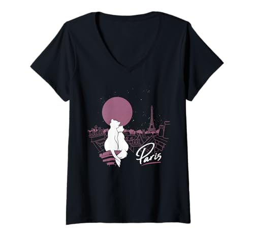 T-shirt Col V Les Aristochats Disney Femme imprimé graphique Duchesse Thomas Paris