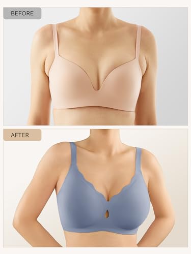 Image of LUCKMEEY Bras for Women No Underwire Wave Push Up Wireless Bra Seamless Bras Full Coverage Bralettes Lift Everyday Bras