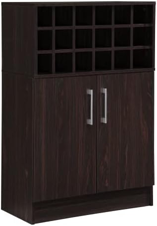 Ridgecrest Mid Century Modern Wine Rack Bar Cabinet Grey Oak (Grey) (Walnut)