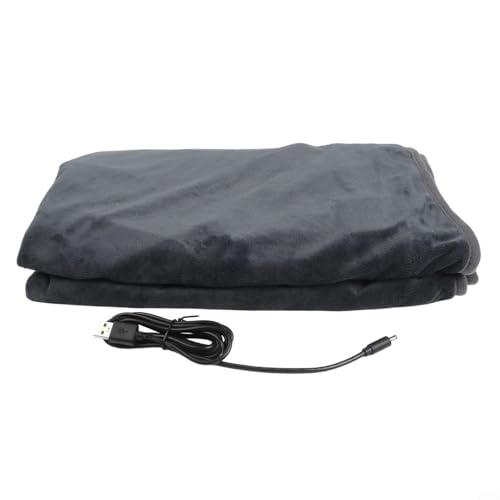 CYRENT Manta de franela portátil con calefacción por USB, 100 x 70 cm, manta eléctrica suave con calefacción de fibra de carbono para el hogar, oficina, al aire libre, calor de rodilla, gris (gris)
