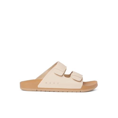 Image of REEF Ojai Two Bar Women's Fashion Slide Sandal, Premium Leather, Soft Cushion Footbed