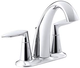 KOHLER 45100-4-CP Alteo Centerset 4 inch Bathroom Faucet with Pop-Up Drain Assembly, 2-Handle Bathroom Sink Faucet, 1.2 gpm, Polished Chrome