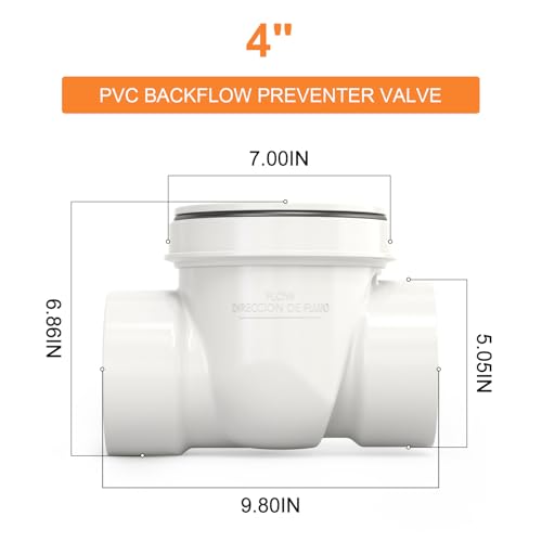 Image of GASHER 4 inch PVC Backflow Preventer Valve, Sewer Check Back Flow Preventer Drain Backflow Preventer Valve for a Variety Of Drainage Systems